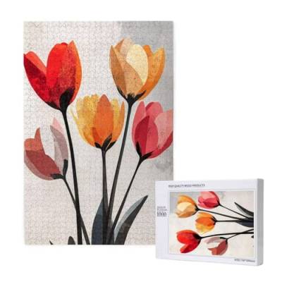 Puzzle Blume,Puzzle 1000 Teile Tulpe Holzpuzzle Erwachsene mit Geschenkbox und Poster,Schwieriges,Unterhaltsames,Herausforderndes,Geeignet für Anfänger ab 14 Jahren,Geschenke für Männer/Frauen M-1701 von Yeogcohe